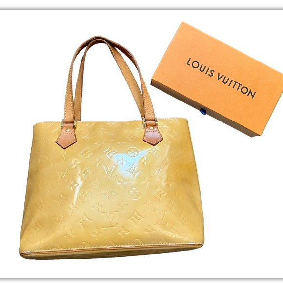 Louis Vuitton Handbags - 💯 authentic Louis Vuitton Yellow Vernis Houston Shoulder Bag Tote tan